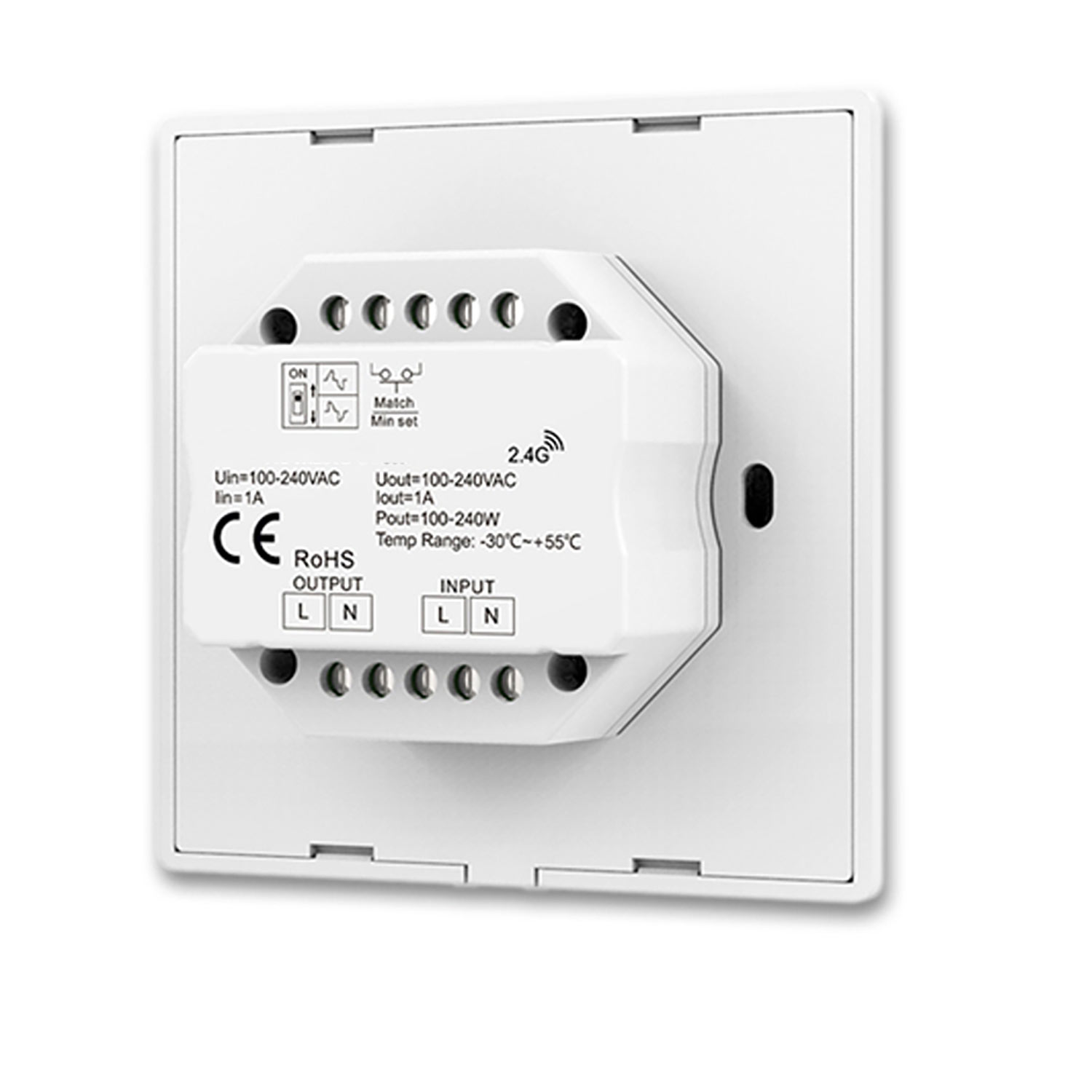 Sys-Pro 1 Zone Einbau-Drehknopf/Funk-Dimmer 230V, 360VA, Phasenan-/Abschnitt wählbar